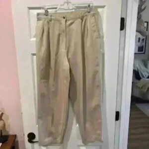 LL Bean Khaki Twill Trousers, Size 16P